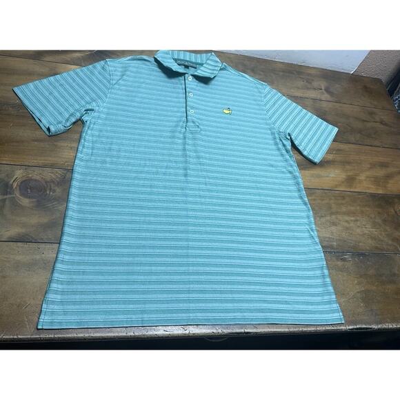 Masters Collection Augusta National Green Striped Golf Polo Shirt Men L Pima - Picture 1 of 8